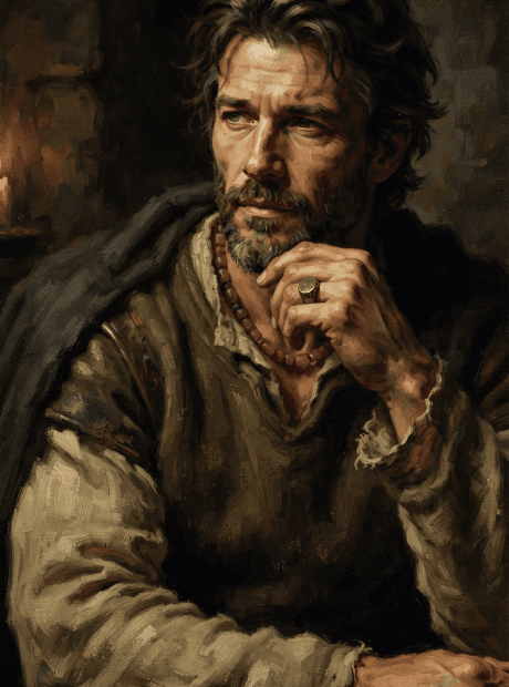 AI portrait of Aria as an oil painting, same face as the reference
