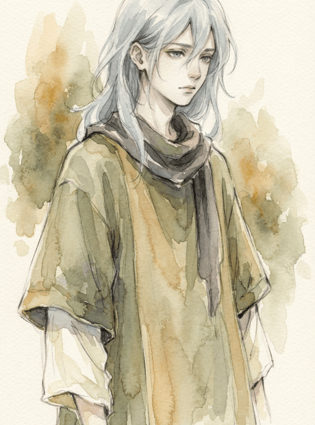 AI portrait of Aria in watercolour, same face as the reference
